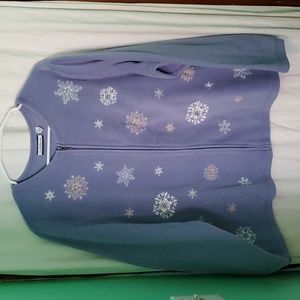 Vintage Embroidered Floral Fleece Zip Up Jacket